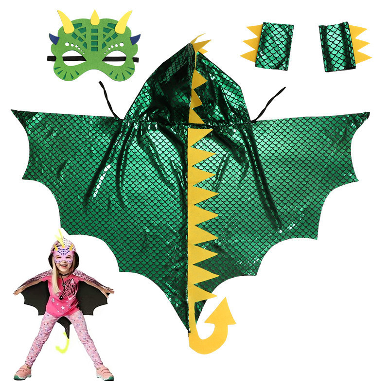 Kids Face Mask - Capa de dinossauro verde infantil com