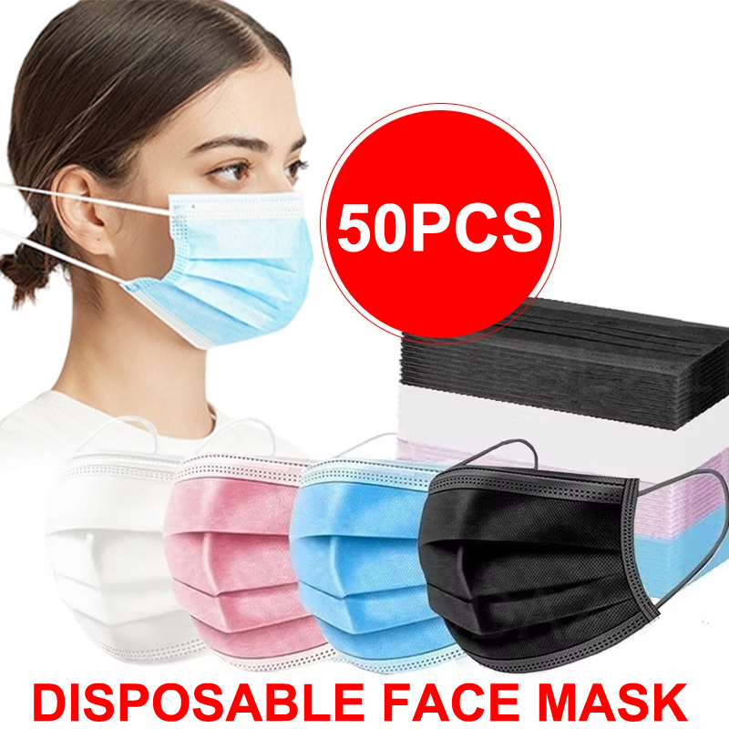 50 pçs máscara de 3 camadas má - Disposable Mask Blue avaliação e preço