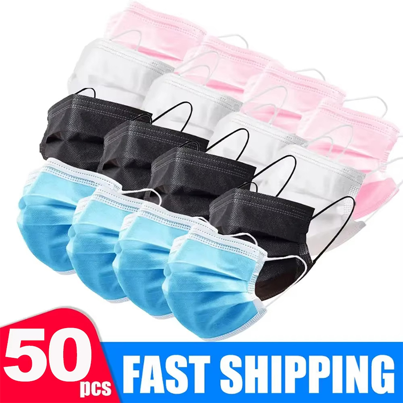50 pçs máscara de 3 camadas má - Disposable Mask Blue avaliação e preço